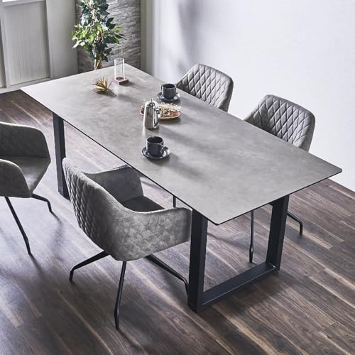 大川家具サンセー ダイニングテーブル 200cm 4人用 6人用 スペイン産 セラミックテーブル 最高峰 セラミックトップ テーブル 耐火性 耐熱性 耐磨耗性 衛生的 防水性 お手入れ簡単 ホワイト グレー 2本脚 オーシャン (天板カラー(グレー))
