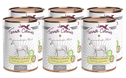 Terra Canis Hypoallergen Nassfutter I Reichhaltiges Premium Hundefutter in echter Lebensmittelqualität mit Pferdefleisch, Topinambur & Leinöl I 6 x 400 g, allergenarm, getreidefrei & glutenfrei