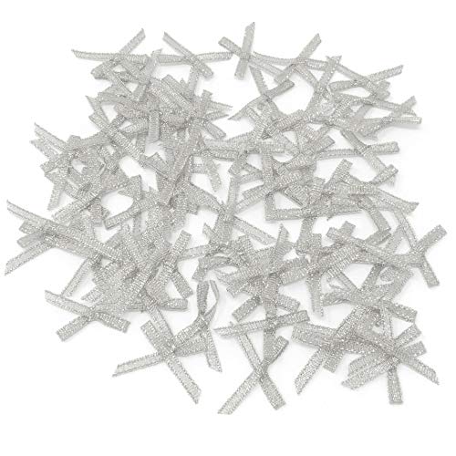 Special Touches Lot de 75 nœuds décoratifs en ruban argenté de 3 mm x 20 mm