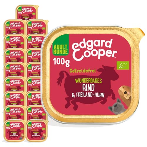 Edgard & Cooper Natürliches Nassfutter für Hunde – Getreidefrei, proteinreich und gesund (Bio-Rindfleisch, 100 g (17er-Pack)