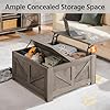 Yaheetech Lift Top Coffee Table, Square Farmhouse Coffee Table with Hidden Storage Compartment, Wood Center Table for Living Room, Home Office, Gray #4