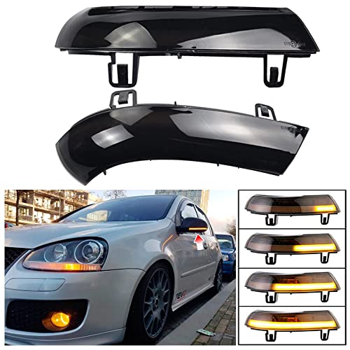 Hacreyatu Un par de luces indicadoras de giro y luces indicadoras de intermitentes LED dinámicas para Golf 5 GTI MK5 Jetta Passat B5.5 B6 Sharan Superb (amarillo (negro)-1)