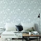 Catherine Lansfield Meadowsweet Floral Wallpaper White/Grey