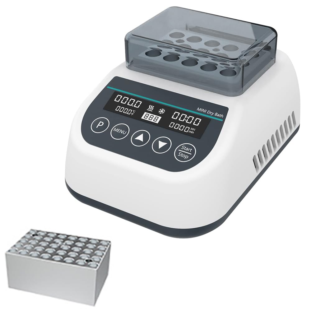 Mini incubadora de baño seco, calefacción y refrigeración de laboratorio, 9 configuraciones de programa, control termostático, tubos de 0,2/0,5/1,5/2 ml, para secado de reactivos químicos