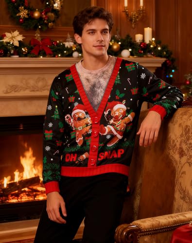 Oh Snap Gingerbread Hairy Cardigan Print, alternative view 4