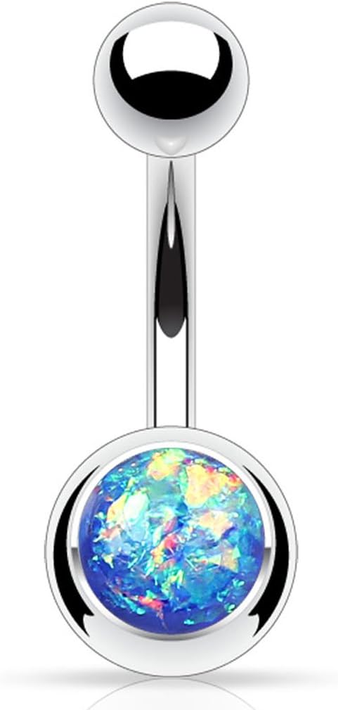 FIFTH CUE 14G Opal Glitter Set 316L Surgical Steel Belly Button Rings