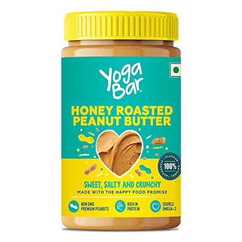 Image of Yogabar Breakfast Protein Blueberry Bars - 300gm, 50 g x 6 Bars & Yogabar Honey Roasted Peanut Butter 400g | Sweet, Salty and Crunchy | Non GMO Peanut Butter | Omega 3 | Rich in Protein - 400gm