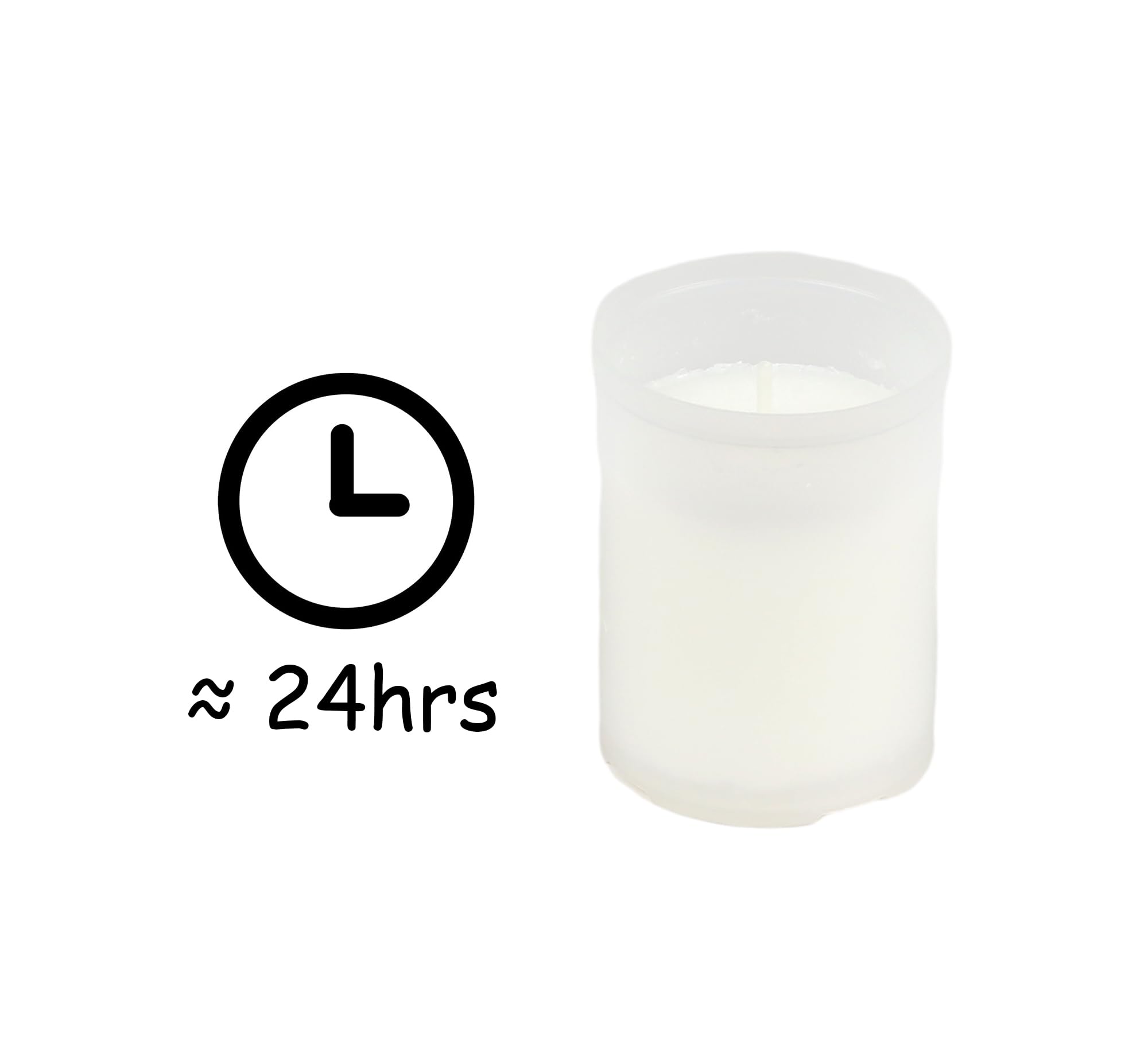 Paquete de 12 Velones pequeños Litúrgicos Blancos de Parafina - 6.5x5 cm, 24 Horas de Duración, Mecha de Algodón Puro, Sin Perfume, con Envase Protector