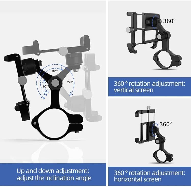 Miniatura 2 de GUB PLUS11 Soporte de teléfono para bicicleta y motocicleta, soporte de teléfono de aleación de aluminio con rotación de 360 ajustable para iPhone X