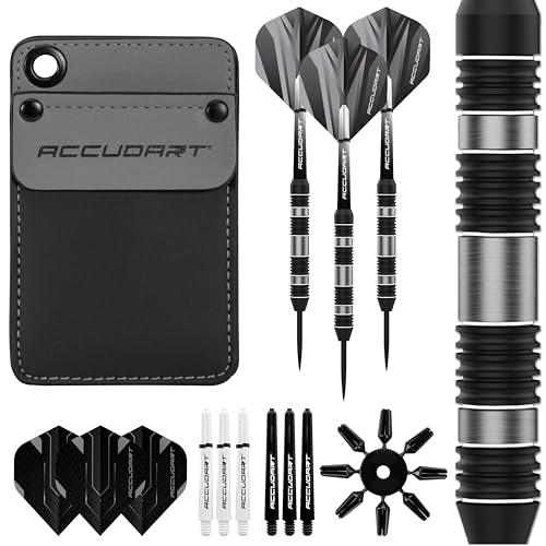 Accudart 4.0 Soft Tip Dart Set - Tungsteel Barrel with Grooved Grip - Includes Polycarbonate Shafts and Wallet - Perfect for Electronic Dartboards