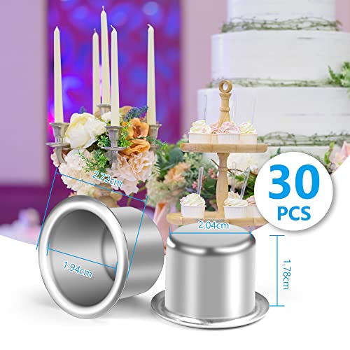 AOMIG Mini Metal Candle Holders, 30Pcs Creative Candle Cups Holders, Silver Aluminum Candelabra, Candlestick Holder for DIY Candle Making, Birthday, Thanksgiving, Valentine's Day, Christmas Decoration