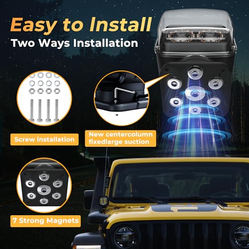 KORKIE 80W 5000LM Remote LED Search Light for Trucks - 360 Rotating Marine Spotlight with 7 Magnets, Wireless Control Waterproof Roof Spot Light Black by KORKIE - Image 2