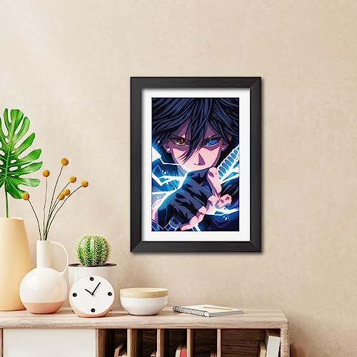 Image of TenorArts Sasuke Uchiha Posters Naruto Anime Poster Laminated Photo Frame Painting with Matt Finish Black Textures (12inches x 9inches)