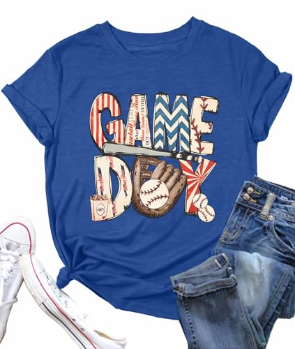 Game Day Tshirt Woman Sunday Funday Shirts Vintage Football Shirt Funny Baseball Graphic Tee Tops