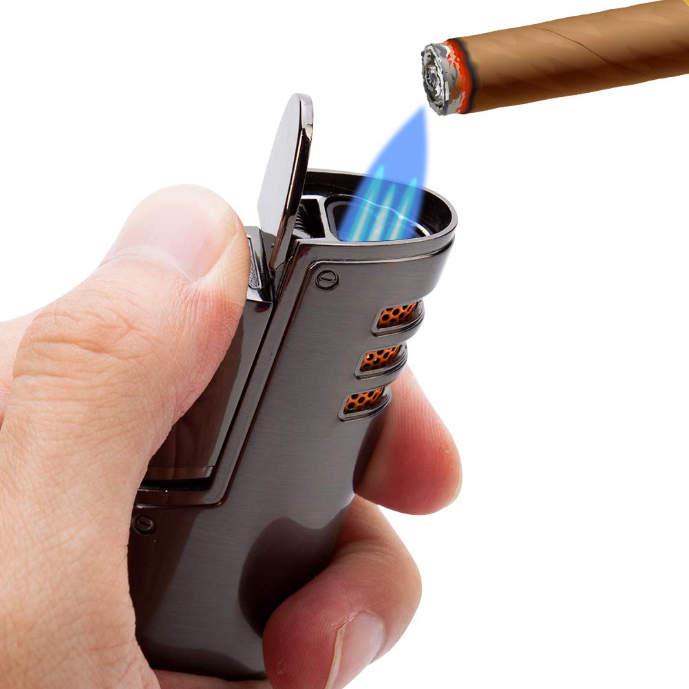 Torch Lighter,Triple Jet Flame Torch Cigar Lighters Butane Refillable Jet Lighter,Fuel Gas Fluid