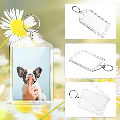 Image of Hicarer Acrylic Photo Insert Keychain 2 x 3 Inch Double Sided Blank Picture Keyring DIY Custom Personalized for Women Men