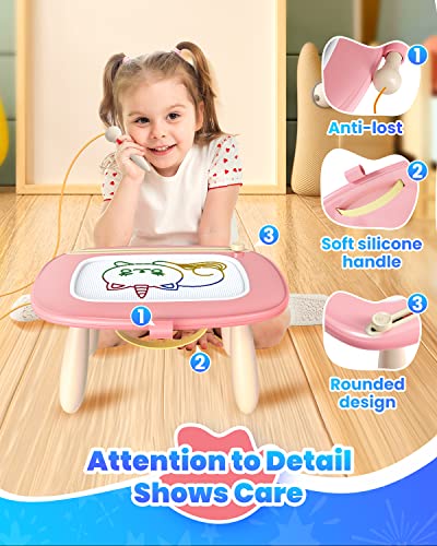 Magnetic Drawing Board, Toddler Girl Toys for 1-2 Year Old, Doodle Board Pad Learning and Educational Kids Toys for 1 2 3 Year Old Baby Girl Birthday Christmas GIF- Pink - Image 6