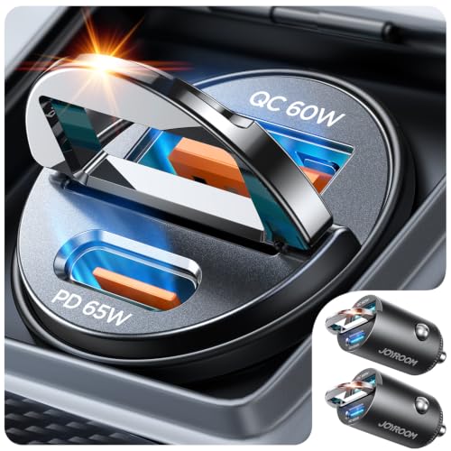 JOYROOM 2-Pack 125W USB C Car Charger, Flush Fit Cigarette Lighter Charger