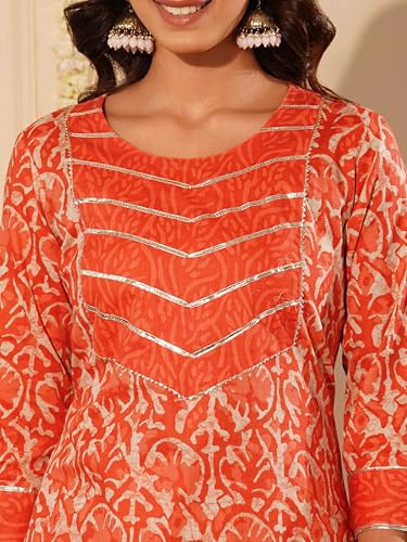 Image of Amayra Women's Pure Cotton Printed Straight Kurta Set with Palazzo Pants & Dupatta- Ethnic Wear