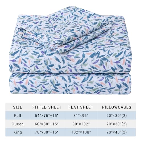 Image of Viviland Floral Queen Sheet Set - 4 Piece Vintage Deep Green Flower Patterned Bed Sheets - Soft, Breathable Microfiber Sheets with Deep Pocket, Non-Slip Fitted Sheets & Pillowcases