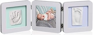 Baby Art My Baby Touch Double Porta Foto con 2 Kit Impronte per Mani e Piedi del Neonato, Regalo Nascita o Bomboniera per Battesimo, Colore Pastello