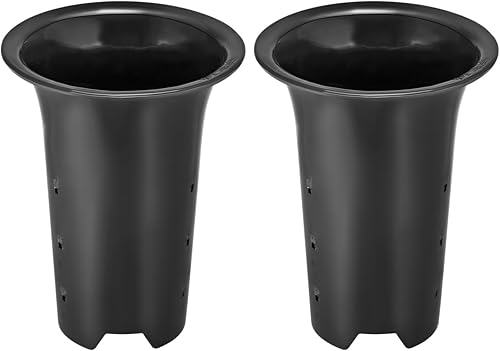 M METERXITY Paquete de 2 macetas de orquídeas macetas redondas de plástico con agujeros para jardín o exterior 67 pulgadas negro
