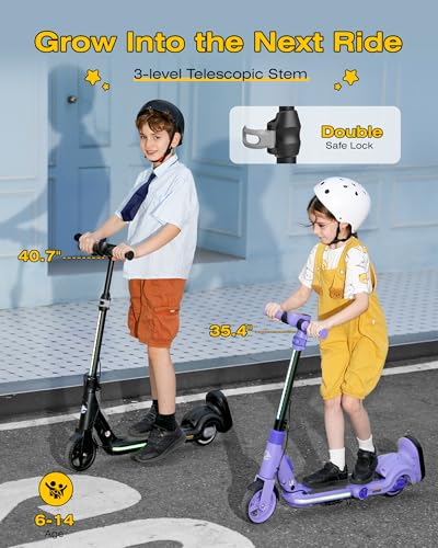 Image of ECOROAD 2-in-1 Kids Electric Scooter EK8,200W Motor & 9 Miles Range,Up to 10 MPH,Dual Brake System,Bluetooth Music & Foldable & Adjustable Height, for Kids Ages 6-12(Black)