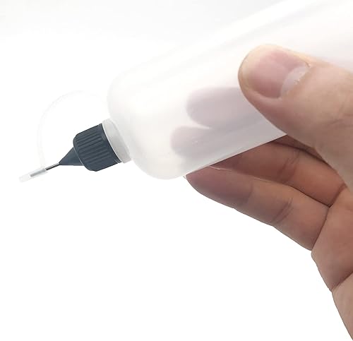 Miniatura 3 de 5 botellas de punta de aguja, botellas aplicadoras de punta de precisión de 4 onzas, con 2 mini embudo para manualidades de papel de quilling, tapa