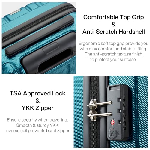 Image of Hanke 14 Inch Underseat Carry On Luggage with Wheels Hard Shell Suitcases Carry On Bag Lightweight Small Mini Suitcase Tsa Luggage for Travel. Caribbean Blue.