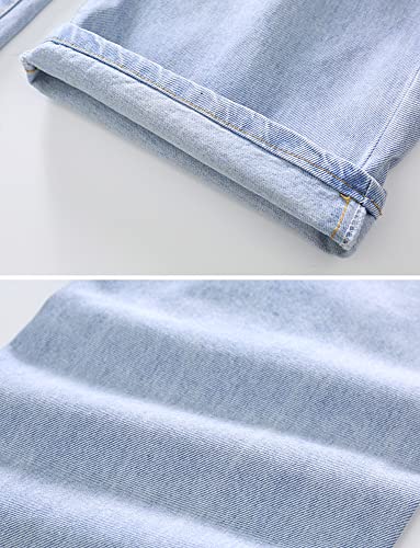 SEAUR Girls Baggy Straight Wide Leg Ripped Jeans Kids Fashion Elastic High Waist Denim Pants2