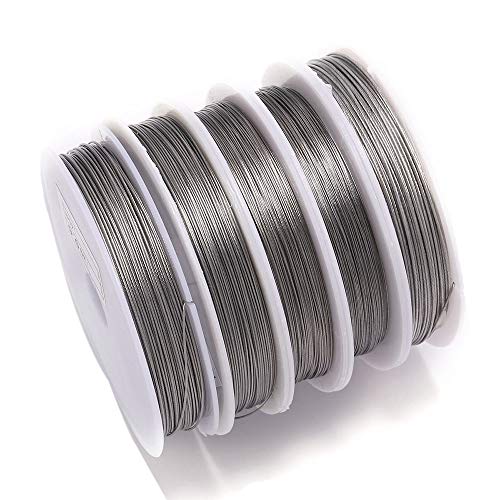 1 Roll/lot 0.3-1.0mm Bead Stringing Wire,Anti-bite Wear Resistant Strong Line Stainless Steel Tiger Tail Beading Wire for DIY Jewelry Making Finding (Steel Wire, 1.0mm-26 feet/8m)