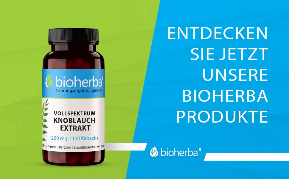 BIOHERBA Knoblauch Kapseln – 100 Stück mit 260 mg hochdosiertem Extrakt mit Vitamin B1 für den normalen Energiestoffwechsel PZN 19680003