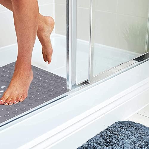 Tranquilbeauty Square Grey Shower Mat Slajd -odporne na 53x53 cm | Mata anty -ślą, anty -mała, prysznica w prysznice -mata prysznicowa z kubkami ssącymi idealne do spacerów -w prysznice, seniorzy i dzieci
