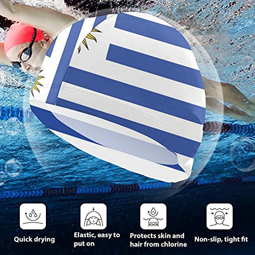 Funny Club Zwemmutsen voor jongens meisjes, Uruguay Vlag Unisex Zwembadmutsen voor korte/lang haar voor de leeftijd 3-15… - Image 5