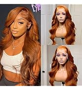 Rina Ginger Orange Lace Front Wigs Human Hair Body Wave 13x4 HD Lace Frontal Human Hair Wig 150% ...