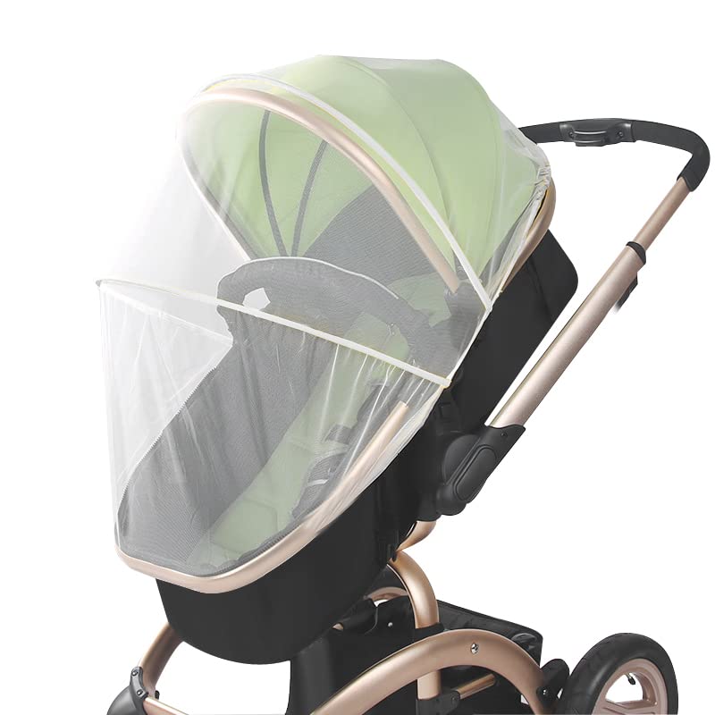 Universal Stroller Mosquito Net Pram Net Pushchair Insect Net Portable Dust-Proof Mosquito Net Stroller Protection Net Cover for Buggy Carrycot Jogger White - Image 2