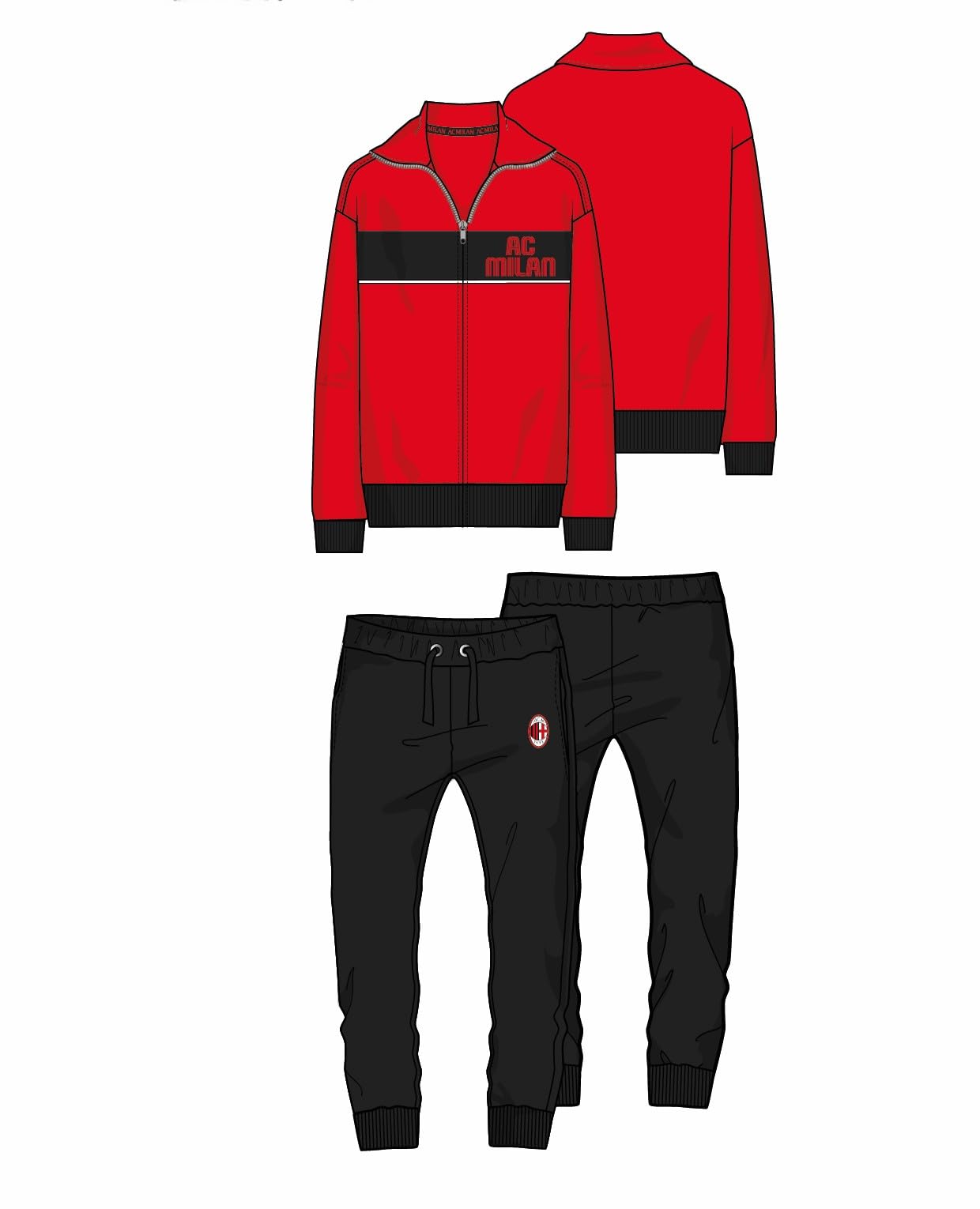 tuta homewear uomo in cotone full zip AC MILAN prodotto ufficiale art. F10 2025