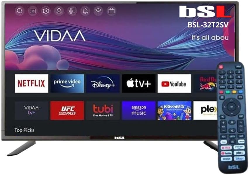 BSL-32T2SV VIDAA Smart TV 32 inch | WiFi | RJ45 | Res. HD1366X720p | USB | DVBT2/S2/C | Compatibel met Youtube, Netflix, Disney +, Dazn, Prime | HDMI