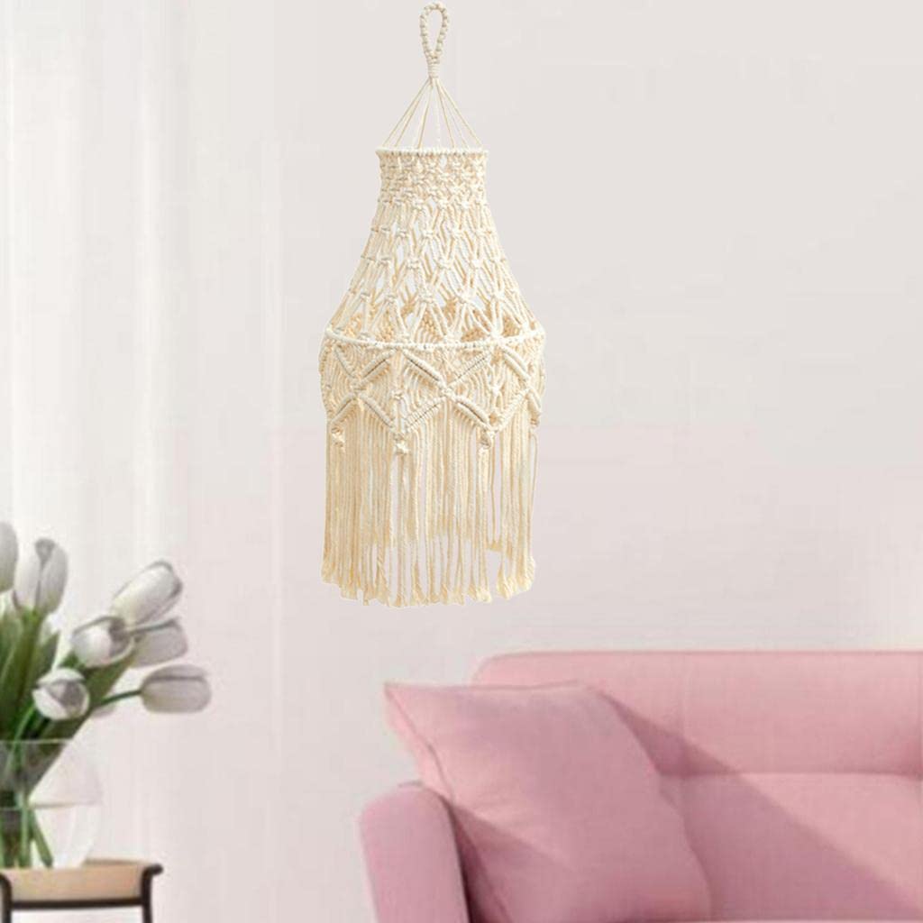 Pantalla Macramé Lámpara Colgante Bohemia Tejida Cubierta Algodón Decorativa para Sala de Estar Dormitorio Cuarto Infantil Boda Fiestas Regalo, Los