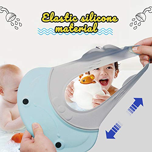 Baby Shower Hat Baby Shampoo Cap for Toddler, Infants Soft Protection Funny Safety Visor Cap, Silicone Kids Bathing Hat for Shower Blue