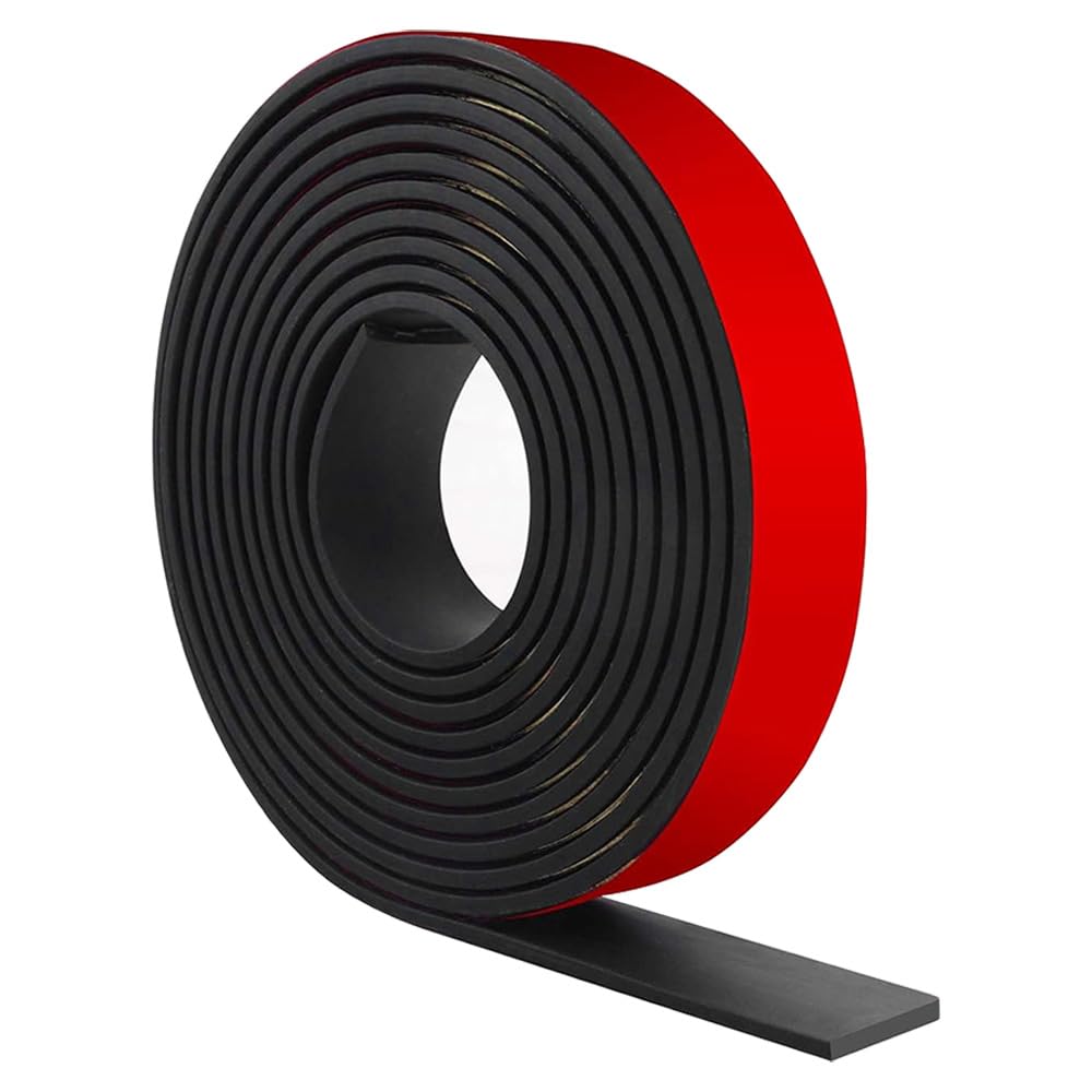 Qangherti Black Rubber Strip With Adhesive Backing Self Adhesive Neoprene Rubber Tape Roll 25Mm(W) X 2Mm(T) X 2M(L) Solid Rubbers Seal Strip For Diy Gaskets Pads Protection Warehouse Flooring Vibration Leveling