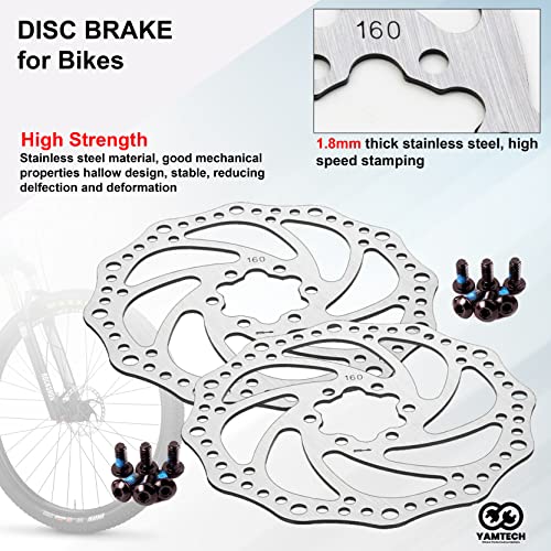 YAMTECH 2pcs Disc Brake Rotor 160mm with 12 Bolts Stainless Steel Bicycle Rotors Screws for Road Bike and Mountain Bike MTB BMX Bicycle Accessories - Image 3