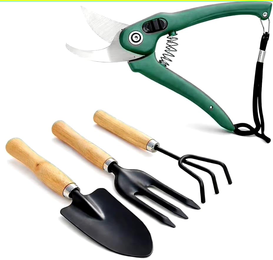 Image of Garden Tools for Home & Nursery Use | Hand Tools for Plant Care & Gardening (4 Pcs Garden Tool Set)