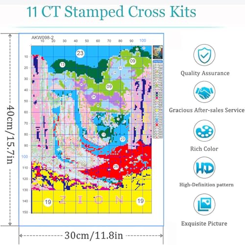 Image of Eiazuiks 4 Packs Stamping Cross Stitch Kit, Scenery Counting Cross Stitch Kit for Adult Beginners, Full Line DIY Stitching Kit for Home Decor Cross Stitch Patterns 12x16 inches