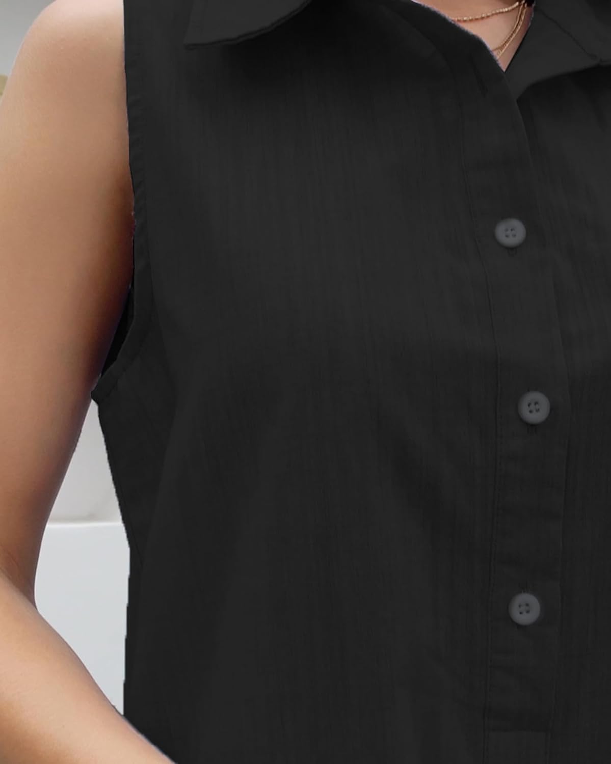 Women‘s Sleeveless Shirt Dress Ruffle Hem Cotton Tunic Tank Dress Button Up Swing Shift Mini Dresses - Image 8