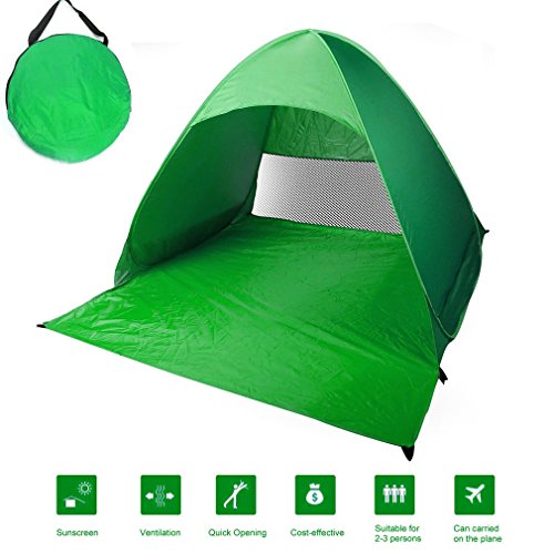 Poncherish Tienda de Playa, Pop-up, Outdoor Beach Tent Portable Carpa de Lanzamiento, Ligero automático con Suelo Protección Solar Protección UV, para Actividades Familiares, Exterior, Playa (Verde)