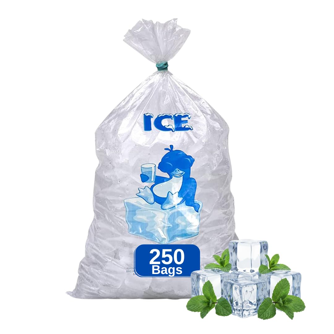 Transparente Kunststoff-Eisbeutel, 22,7 kg, 250 Beutel pro Packung, 45,7 x 91,4 cm, 3 mm dick, praktische Großpackung für Eisaufbewahrung und mehr