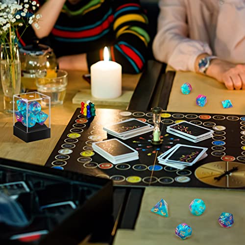 Image of Resin Dice Set Translucent Colors Polyhedral Dice with Dice Box and Organza Bag D6 Dice Set Giant D20 Dice for Dragons Role Play Games and Table Games