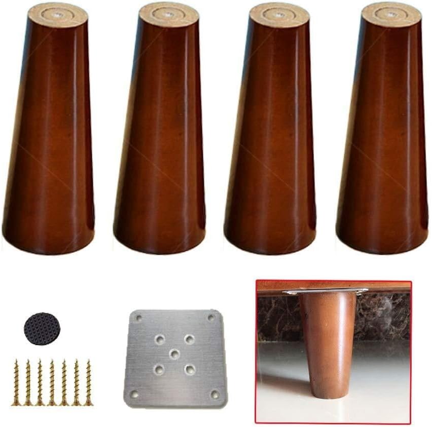Solid Wood Furniture Legs, Sofa Legs, Wood Sofa Legs,Walnut Finished Furniture Feet,Table Legs Replacement Legs(3.9inch/10cm)