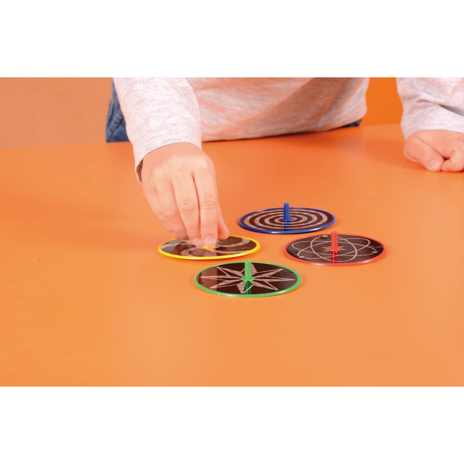 EDUPLAY Peonza láser 120642, diámetro de 7,5 x 2 cm, multicolor (modelo aleatorio, 12 unidades)